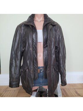Daniel Genuine Leather Two-Way Fur Collar Winter Jacket (S)
